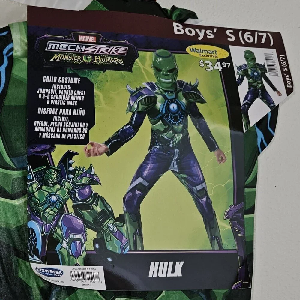 NEW Marvel Mech Strike HULK Halloween Costume Boys Small 6/7 Jumpsuit Armor Mask